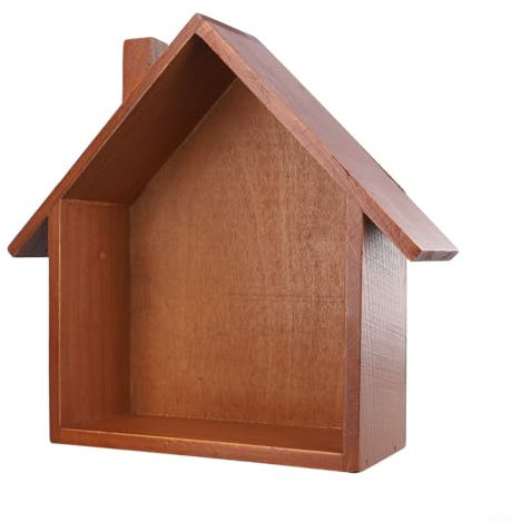 Entgoinggo Wandregale, schlankes Wandregal in Hausform, praktische Aufbewahrungsmöglichkeit für Büro, Wohnzimmer, weiße Ornamente (alte Farben)