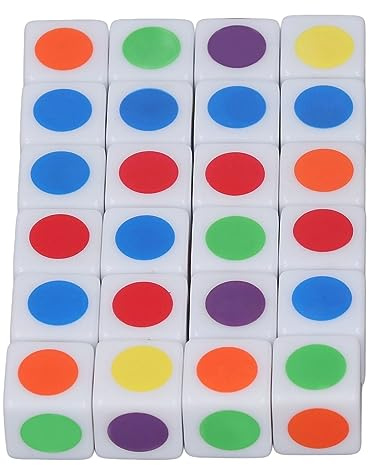 24 Stück 16 Mm Sechsseitige Würfel, Primärfarben-Punktwürfel Zum Lehren und Lernen, Klassenzimmerhilfe für DIY-Brettspiele, Acrylmaterial
