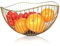 Muzrunq Gold Curved-Edge Metal Wire Fruit Bowl, Modern Contemporary Style, Round Shape, Holds Fruits, Veggies, Bread, Snacks, Decorative, 10 Diameter