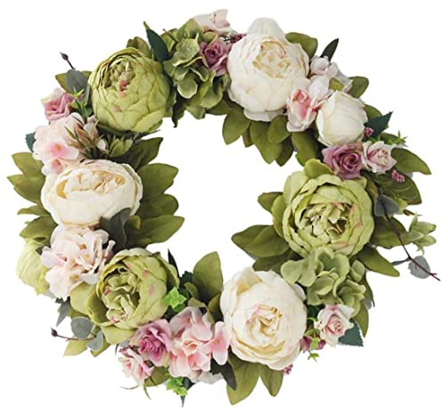 Kranz zum Aufhängen, künstliche Blume, dekorierter Kranz, Pfingstrose, für Haustür, Wand, Fenster, Hochzeit, Party, Dekoration, Blumenkranz, Wanddekoration, Kranz, Türkranz, hängende künstliche Blume