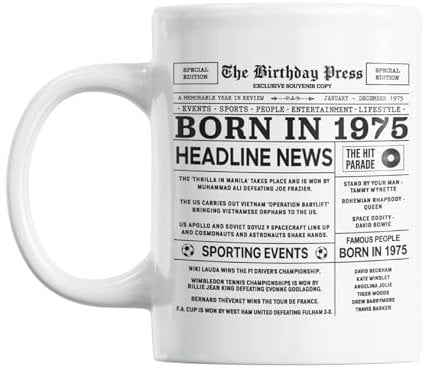 Gift Island 50th Birthday Gifts Mug for Women & Men | Born in 1975 Birthday Gifts & 50th Mug | Gift for Mum & dad, Uncle & Auntie, Friends & Neighbours | Gift for Fifty Years Old | 11oz Coffe Mug