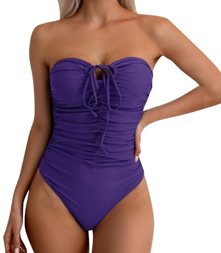 Generico Costume Intero Donna Piscina con Scollo a V Costume Intero Contenitivi Pancia Costumi Piscina Tinta Unita Contenitivo Imbottito Reggiseno Costumi da Bagno Donna Spiaggia Estate Beachwear