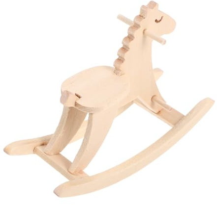 ERINGOGO Miniatur Schaukelpferd Modell Aus Holz Für Puppenhaus DIY Möbeldesign Für Realistische Szenen Als Dekoration Oder