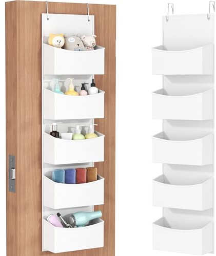 Lifewit Over the Door Storage, Wardrobe Storage Organiser, 4 Shelf, White | Hanging Shelves Behind Door with Adjustable Metal Hangers for Bedroom, Bathroom, Pantry, Nursery, Kitchen, Dorm