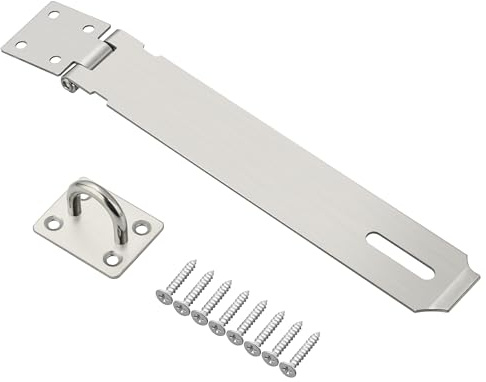 SAYAYO Hasp and Staple Shed Lock Padlock Hasp Door Lock Gate Latch 210MM | SUS304 Stainless Steel, Brushed Nickel Silver(Not Include Padlock)