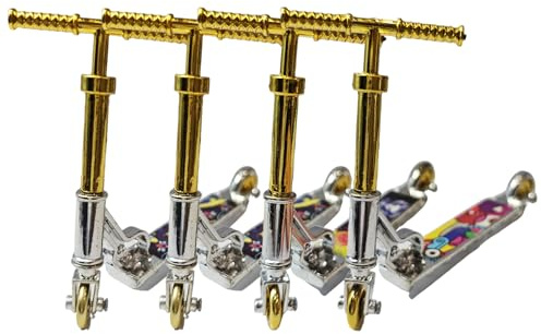 Touosy 4 Stück Finger Skateboard, Fingerboard, Fingerskateboards Set Professionelle Mini Fingerboards Skatepark Spielzeug Fingersportarten für Kinder Kindergeburtstag (Gold)