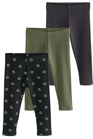 NEXT Jungen Gerippte Leggings, 3er-Pack Schwarz Numeric_86-Numeric_92