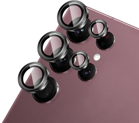 1 Pack Camera Lens Protector for Samsung Galaxy S22 Ultra | Full Cover,Anti Scratch,HD Tempered Glass,Metal Individual Ring Lens Protectors,Black Titanium Smartphone Camera Lens