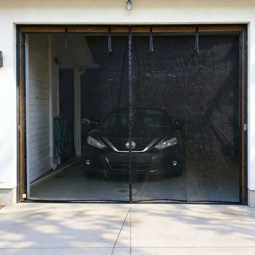 Garage Door Curtain, Garage Screen Doors, Magnetic Anti Mosquito Net Fly Curtain Mesh Seal Automatically Keep Out Bugs Let Fresh Air in for Patio Balcony Garages Cellar(Gray,274 x 213 cm(9 x 7 ft))