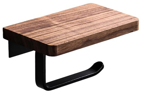 Porta carta igienica con ripiano, Porta carta igienica in legno rustico Mensola in legno montata a parete per appendere rotoli di, posizionare il telefono, per bagno, toilette