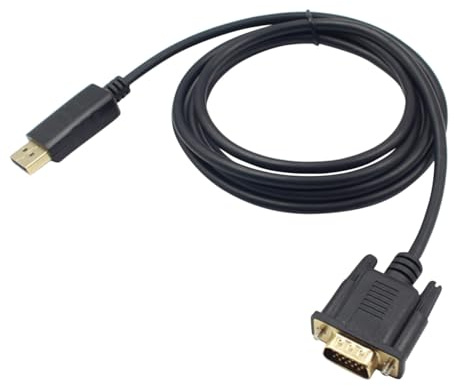 LAPYAPPE Vga Adapterkabel 1,8m mit Kupferkern Vergoldete Stecker für Monitor und Projektor HD Videoübertragung Schwarz Kompatibel mit Laptop und Desktop PC