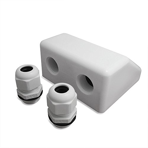 NUZAMAS Scatola per pressacavo a doppio / doppio cavo impermeabile per pannello solare Antenna satellitare Caravan Camper Camper camper resistente ai raggi UV -Bianco
