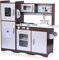 Baby Vivo Cocina de Juguete de Madera Microondas Niños Infantil Horno y Estufa Lavabo Pizarra - Toni in Marrón