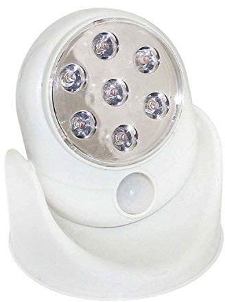 Trimming Shop 1 lampe blanche à 7 LED, à piles avec détecteur de mouvement sans fil pour jardin, intérieur, extérieur, terrasse et abri de jardin, 12,5 cm