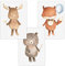 Olgs Kinderzimmer 3er Poster Bilder Set | Deko Wandbilder für Babyzimmer DIN A4 | Tiere Bilder Wandposter Junge, Mädchen | Bär Fuchs Hirsch Luftballon