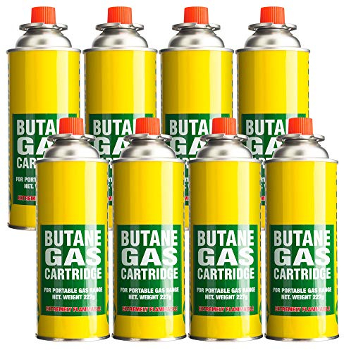 Green Habitats 8 Butane Gas Bottle Canisters for Weed Wand Blow Torch Cooker Camping Stove BBQ Heater
