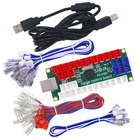 SJ@JX Arcade DIY Kit LED USB Encoder Board Zero Delay Arcade Controller Joystick Button Fight Stick Raspberry Pi Retro Pie MAME 5V LED Power