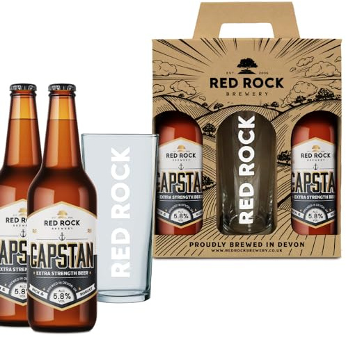 Red Rock Brewery Traditional British Ale Gift Set with Glass - 2x 500ml Bottles of English Beer (Capstan 5.8%)