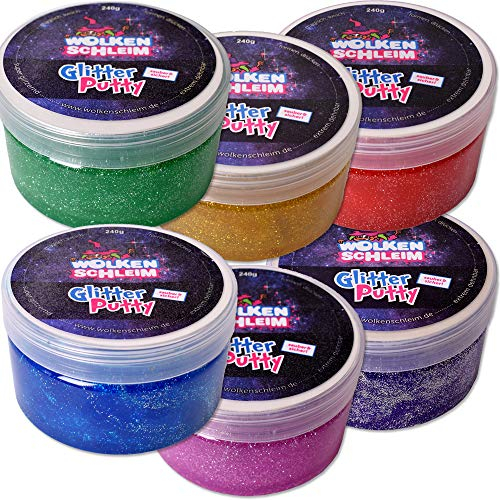 Wolkenschleim 6 Stück Glitter Putty Glitter Slime Glitzer Schleim Glibber Knete Kinder 240g Mehrfarbig Sortiert