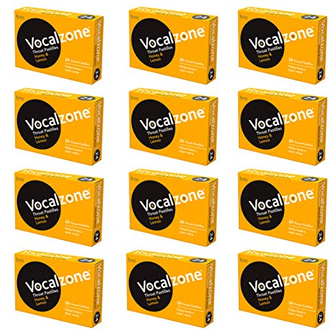 Vocalzone Throat Pastilles Honey & Lemon 12 Packs 24- for Sore Throats and Hoarseness When Overusing Your Voice. Produced and Sold in the United Kingdom Since 1912