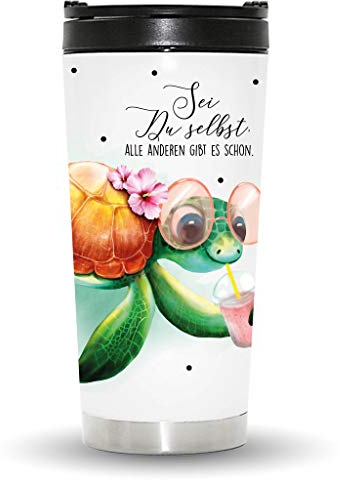 Wandtattoo Loft Edelstahl Thermobecher mit Spruch Sei Du selbst, alle andere gibt es schon. und Schildkröte / 9. Thermobecher Edelstahl