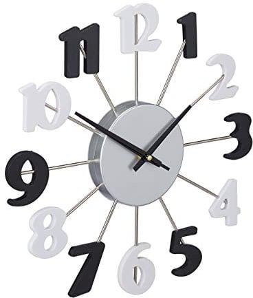 Relaxdays Wanduhr, rahmenlos, mit Sekundenzeiger, analog, Uhr für Küche, Wohnzimmer, Schlafzimmer, Ø 35 cm, schwarz-weiß, 1 Stück