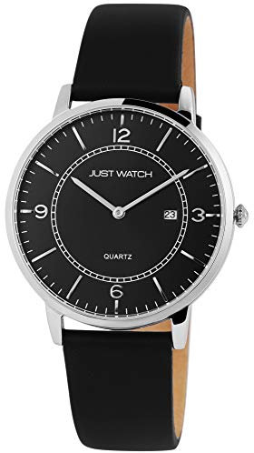Just Watch Herren-Uhr Echt Leder Datum JW261 Analog Quarz JW20131 (schwarz schwarz)