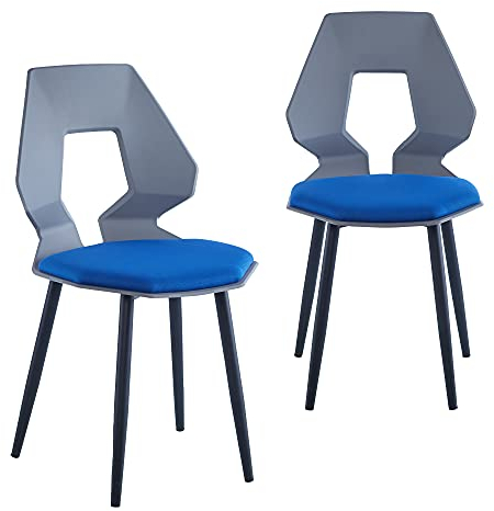 TRISENS 2er 4er Set Design Stühle Esszimmerstühle Küchenstühle Wohnzimmerstuhl Bürostuhl Kunststoff, Farbe:Grau/Dunkelblau, Menge:2 St.