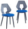 TRISENS 2er 4er Set Design Stühle Esszimmerstühle Küchenstühle Wohnzimmerstuhl Bürostuhl Kunststoff, Farbe:Grau/Dunkelblau, Menge:2 St.
