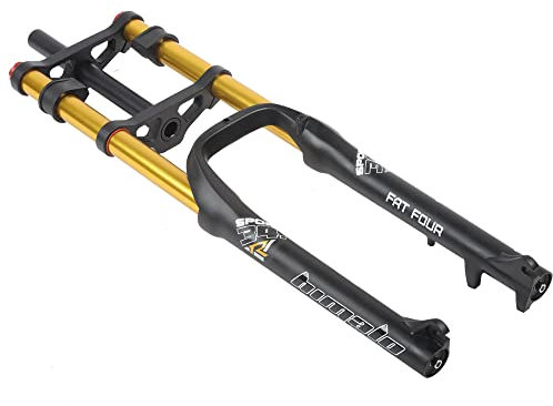 Syvrac Fourche de Suspension de vélo de 66 cm pour VTT DH Air Double épaule Descente Rappelling Amortisseur Tube Droit Ultra léger Amortisseur de Choc réglable (doré)