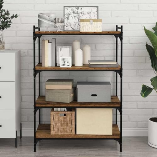 Yisssmeng 4er Set Regalbretter Braun 80 x 40 x 1.5 cm Holzwerkstoff Stabile Bücherregal-Erweiterung Modernes Design für Wohnzimmer Büro Flur