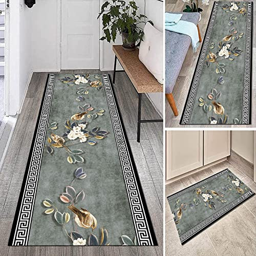Läufer Teppich Flur rutschfest Moderner Runner-Teppich für Flur, rutschfeste waschbare lange Teppiche 100 cm 2m 300 cm 4m 5m 6m Teppichläufer für Küchentreppen Korridor Schmaler Bereich Teppiche - Gra