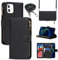 Cavor Crossbody iPhone 12 Mini Case With Card Holder With Strap,Flip Leather Wallet Case,[9 Card Holder] Zipper Detachable Lanyard Phone Case Cover for Women for iPhone 12 Mini - Black