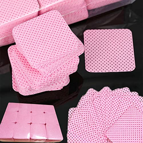 Lint Free Nail Wipes, 1200Pcs Pink Eyelash Extension Glue Cleaning Wipes , Absorbent Soft Non-woven Fabric Gel Nail Polish Remover Pads, No Lint Nail Cotton Pads For Eyelash Extensions Nails Lash Glue