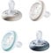 Tommee Tippee Natürlich Geformter Schnuller, Hautähnliche Textur, Symmetrische Kiefergerechte Form, 0-6 Monate, 4-er Set, 433535, Blau