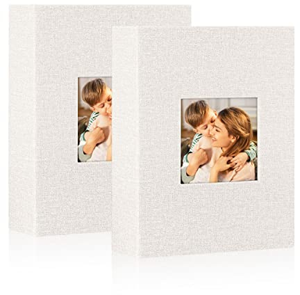 Lanpn Fotoalbum 13x18 cm 100 2 Packungen, Leinen Einstecken Einsteckalbum für Hochformat 100 13 x 18 Fotos Beige