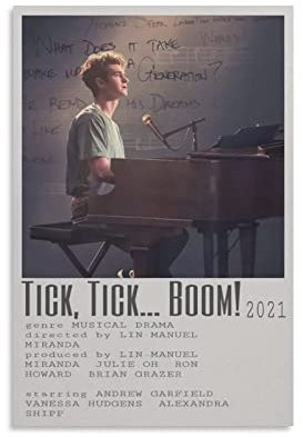 Tick, Tick. Boom Filmposter auf Leinwand, Kunst, Poster und Wandkunstdruck, modernes Familiendekor, 30 x 45 cm