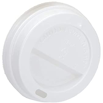 MAQA 50 pz Coperchi per bicchieri 165/180 ml, coperchio con foro per asporto bevande, coperchio bianco con beccuccio