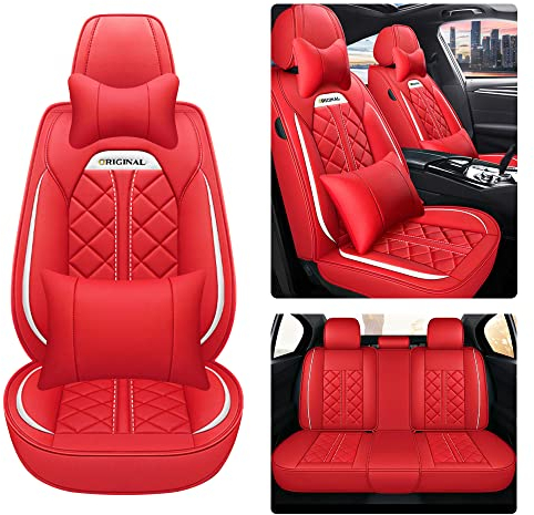 Ruberpig Autositzbezug Für Citroen C3 Aircross C3 Picasso Komplettset 5 Sitze Allwettereinsatz Auto Ledersitzbezug Rot