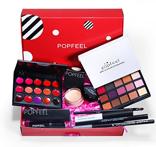 RoseFlower Schmink Geschenkset, Alles in Einem Schminke Set Gesichts Augen Lippen Reise Makeup Starter Kit Professionelle Kosmetik Make-Up-Set Geschenk Makeup Paletten für Damen Frauen Mädchen