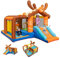 GOPLUS Château Gonflable XXL pour 4 Enfants 3-10 Ans Forme Wapiti Renne Noel Aire de Jeux Gonflable avec Trampoline, Toboggan et 2 Piscine Jeu de Boxe,Basket, Charge 120kg(Renne sans Souffleur)
