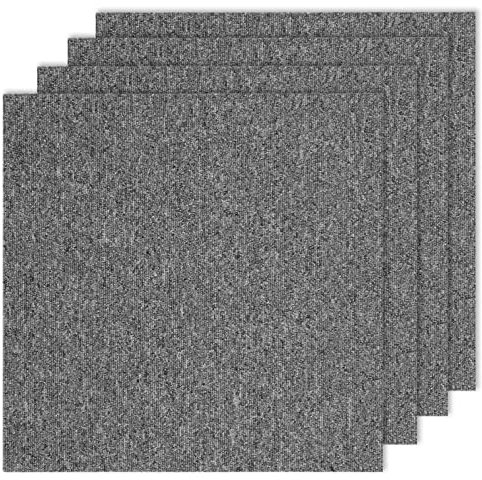 24 Tiles/64 sq Ft-Carpet Squares, Carpet Tiles, 0.24 Pile Height, Commercial Carpet Tiles, Non Adhesive Padded, Non-Slip, Easy DIY Installation (20 x 20, Light Grey)
