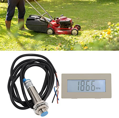 Motordrehzahlmesser, DC8-24V 4-stelliger LCD-Anzeigen-Tachometer Digitaler Motordrehzahlmesser mit Magnetischem Induktionssensor für Drehbank-Förderband