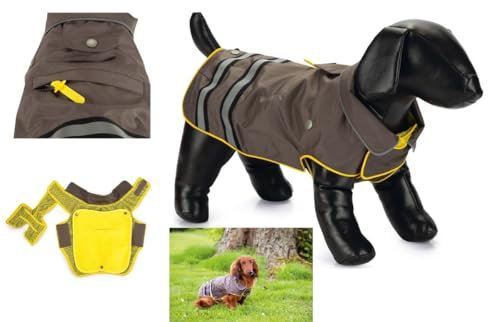 Beeztees Seja - Hunde Regenmantel - grau/gelb - 68 cm