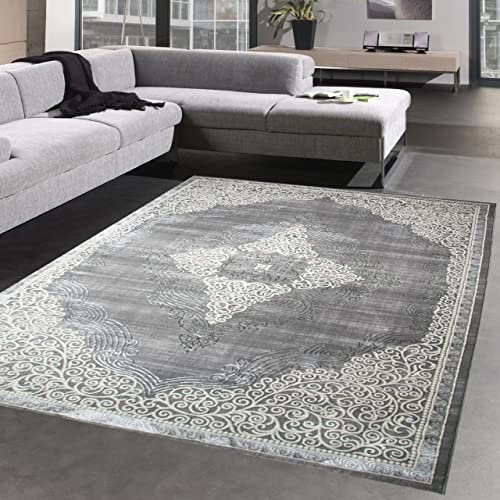 CARPETIA Orient Teppich • interessantes Konturenschnitt Tastgefühl • Verzierungen beige, 120 x 170 cm