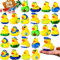SCIONE 24 STK Gummi-Enten Badespielzeug Niedliche Sommer-Ente für Baby-Dusche Preise Geburtstag Party Supplies für Kinder Klassenzimmer Preise