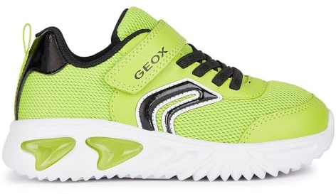 Geox J Assister Boy C Sneaker, Lime Black, 3 UK