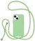 ZTOFERA Crossbody Lanyard Case for iPhone 13 (6.1), Liquid Silicone Protective Phone Case with Strap Adjustable Neck Cord Necklace Soft Cover, Green