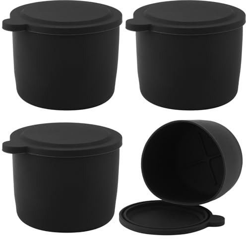 4 Pièces Moule à Glacon, Réutilisable Silicone Ice Mold avec Couvercle Moule à Rasoir à Glace Moules à Glace de Remplacement pour Kitchenaid pour la Fabrication de Glace Pilée (Noir)