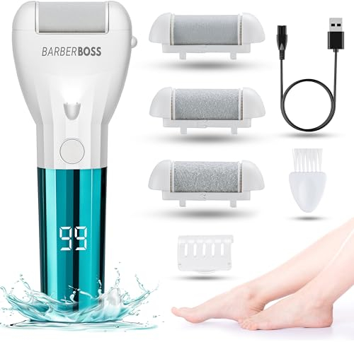 BarberBoss Râpe électrique pour les pieds - Râpe pour les peaux dures - Râpe électrique de qualité supérieure pour les pieds - Kit de pédicure pour les pieds QR-5083